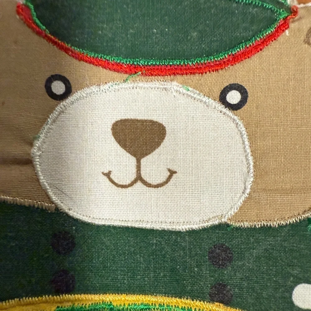 Vintage Festive Bear Drum pot holder or Holiday decor